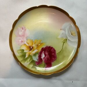 Limoges hand painted 7.5" Coronet France White porcelain Plate - Roses